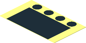 Sticker  1.1 x  1.9 with 4 Black Spots over Black Rectangle