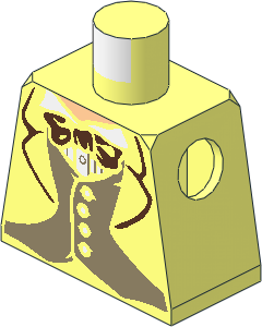 Minifig Torso HP Jacket with  4 Button Vest and Bow Tie Pattern