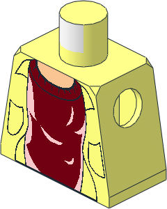 Minifig Torso HP with Jacket and Dark Red Sweater Pattern