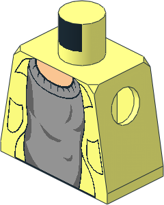 Minifig Torso HP with Grey Sweater and Light Nougat Neck Pattern