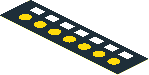 Sticker  1.0 x  3.8 with 7 White Squares, 7 Yellow Circles on Black