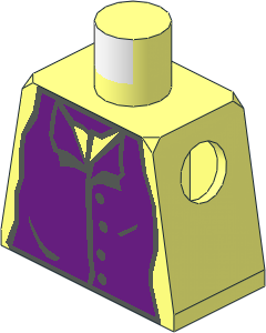 Minifig Torso with Purple Greatcoat with Dark Grey Border Pattern