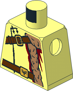 Minifig Torso with Fur Stole, Shoulder Strap and Belt with Gold Buckles Pattern