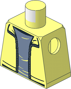 Minifig Torso with Jacket, Silver Zipper and Sand Blue Shirt Pattern