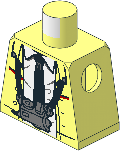 Minifig Torso with White Shirt, Black Tie and Ticket Machine Pattern