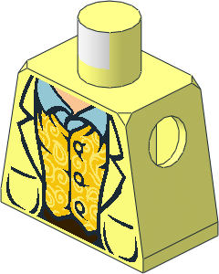 Minifig Torso with LOTR Jacket and Yellow Vest Pattern