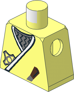 Minifig Torso with Ninja Wrap, Silver Shuriken & Dagger Pattern