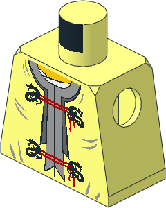 Minifig Torso with Dragon Clasps and Red Ties Front and Dragon Back Pattern