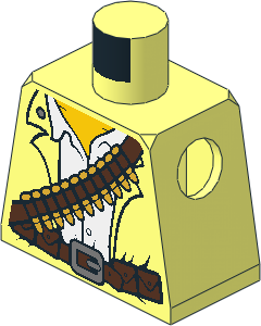 Minifig Torso with Waistcoat, White Shirt and Bandolier Pattern