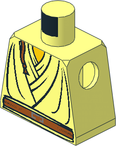 Minifig Torso with SW Layered Shirt, Brown Belt, Braid Pattern