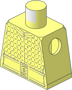 Minifig Torso with SW Kylo Ren with Jacket with Silver Checkered Lines and Belt Pattern