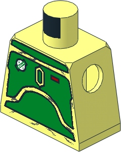 Minifig Torso with SW Blast Armour (Green Plates) Grey Pattern