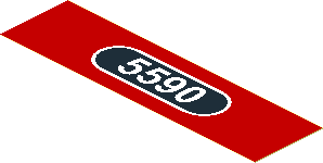 Sticker  1.2 x  4.5 with White "5590" in Black Panel on Red Background
