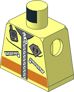 Minifig Torso with Coastguard Logo, Zippers and Radio Pattern