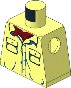 Minifig Torso with Two Pocket Shirt with Red Bandana and Light Nougat Neckline Pattern