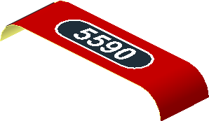 Sticker  1.2 x  4 with White "5590" in Black Panel on Red Background (Formed)