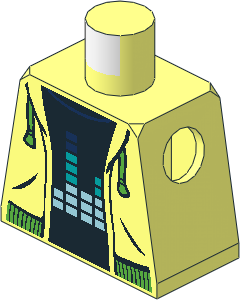 Minifig Torso with Hoodie with Bright Green Drawstrings and Waist, Equalizer Bars Pattern