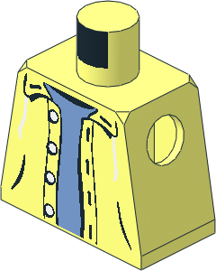 Minifig Torso with Open Jacket Hoodie with 4 Buttons over Medium Blue Sweater Pattern