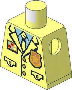 Minifig Torso with Police Suit with Tie, Gold Star Badge and Light Blue Shirt Pattern