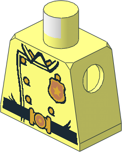 Minifig Torso with Police Uniform Vintage with Gold Star Badge, Buttons, Buckle and Black Belt Pattern