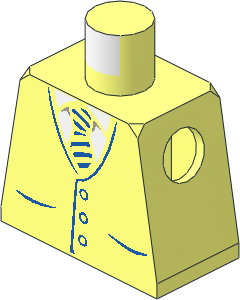 Minifig Torso with Vest with White Shirt and Blue Striped Tie and Buttons Pattern