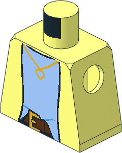 Minifig Torso with Jacket over Bright Light Blue Shirt, Gold Necklace with Heart and Belt Pattern