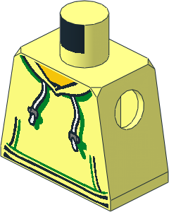 Minifig Torso with Hoodie with White Drawstrings, Silver Adjusters and Kangaroo Pockets Pattern