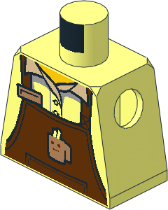 Minifig Torso with Reddish Brown Apron with Cup and Name Tag Pattern