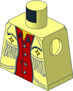 Minifig Torso with Red Undershirt and Fringe Pattern