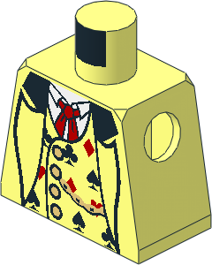 Minifig Torso with Card, Suit, Vest, and Gold Fob Pattern