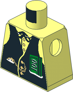 Minifig Torso with Gold Fob and 100 Dollar Bills Pattern