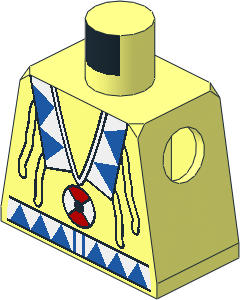 Minifig Torso with White/Blue Triangles, Red/White Amulet Pattern