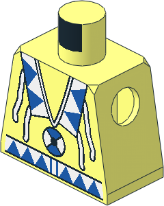 Minifig Torso with White/Blue Triangles, Blue/White Amulet Pattern