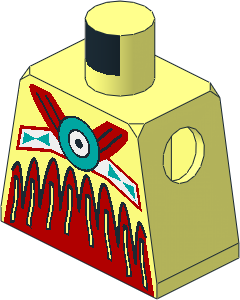 Minifig Torso with Red on Bottom and Fringe Pattern