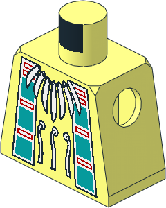 Minifig Torso with Buckskin Tunic, American Indian Necklace and Dark Turquoise Squares Pattern