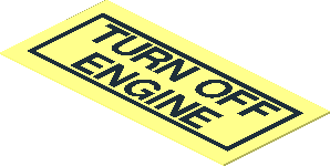 Sticker  0.9 x  1.9 with Black "TURN OFF ENGINE" and Frame on Clear Background