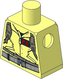 Minifig Torso with Jumpsuit, "P.V." ID Badge and "PETER" with Ghostbusters Logo on Back Pattern