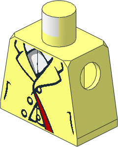 Minifig Torso with Suit Jacket, Lapels, Red Lining and White Shirt with Collar Pattern