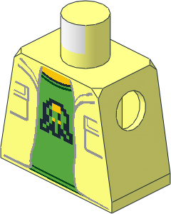 Minifig Torso with Pockets, Bright Green Shirt and 8-Bit Alien Pattern