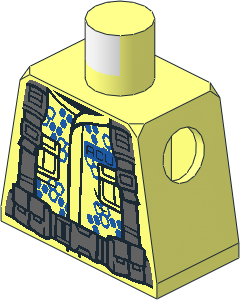 Minifig Torso with Dark Bluish Grey Straps, Belt, Pouches and "ACU" Pattern