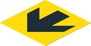 Sticker  1.4 x  1.4 with Black Down Arrow on Yellow Background