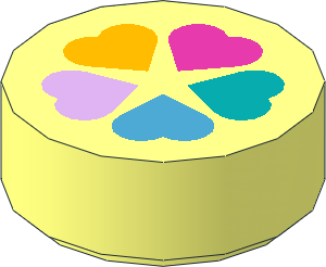 Tile  1 x  1 Round with Heart Flower Pattern