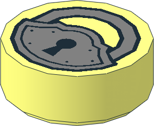 Tile  1 x  1 Round with Padlock Pattern