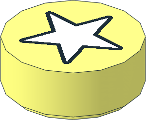 Tile  1 x  1 Round with White Star Pattern