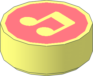 Tile  1 x  1 Round with Notes on Coral Background Pattern