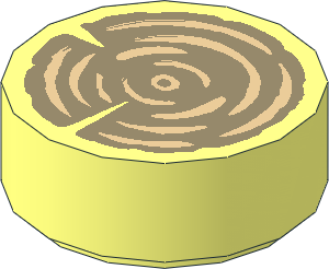 Tile  1 x  1 Round with Tan and Dark Tan Tree Stump Pattern