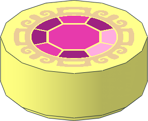 Tile  1 x  1 Round with Bright Pink, Dark Pink and Magenta Faceted Jewel Pattern