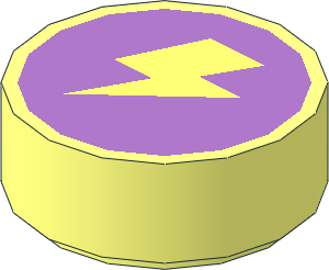 Tile  1 x  1 Round with Light Yellow Flash of Lightning on Medium Lavender Background Pattern