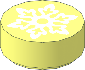 Tile  1 x  1 Round with White Six-Pointed Snowflake Pattern