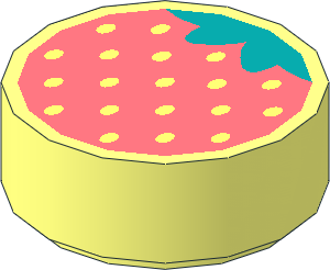 Tile  1 x  1 Round with Round Coral Strawberry Pattern